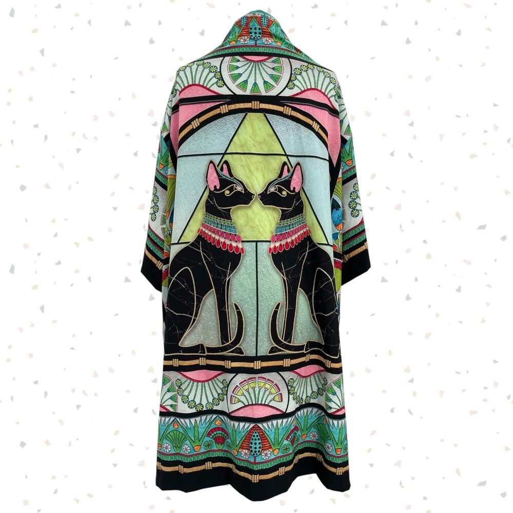 BlackMilk Glass Kitty Robe Green Egyptian Cat Stained Glass Breezy Layer Size L